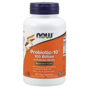 Now® Foods NOW Probiotic-10, probiotika, 100 miliard CFU, 10 kmenů, 60 rostlinných kapslí