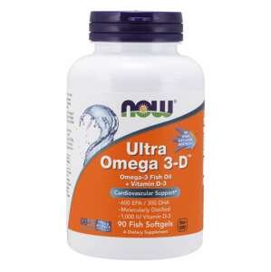 Now® Foods NOW Ultra omega-3 s vitaminem D, 300 DHA / 600 EPA, 90 softgelových kapslí