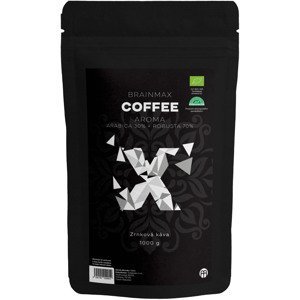 BrainMax Coffee Aroma (Arabica 30% + Robusta 70%), zrnková káva, BIO, 1000 g *CZ-BIO-001 certifikát *CZ-BIO-001 certifikát