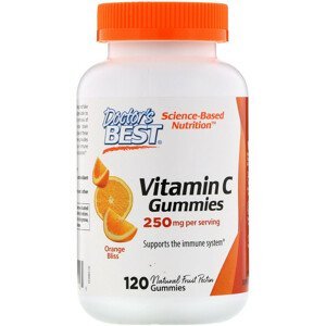 Doctor's Best Doctor’s Best Vitamin C, 120 gumových vegan bonbónů s příchutí pomeranče, Expirace: 30.6.2023