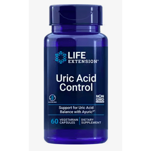 Life Extension Uric Acid Control, doplněk pro snížení kyseliny močové, 60 rostlinných kapslí Extrakt z Vrcholáku myrobalánového pro optimální hladinu kyseliny močové