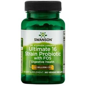 Swanson Dr.Stephen Langer's Ultimate 16 probiotických kmenů v komplexu s prebiotiky FOS (podpora trávení), 60 rostlinných kapslí,  EXP. Expirace 11/2023