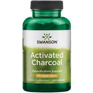 Swanson Activated Charcoal (Aktivní uhlí), 520 mg, 120 kapslí