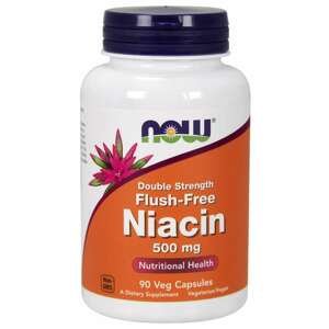 Now® Foods NOW Niacin, Bez vedlejšího účinku zčervenání, 500 mg (Double Strength), 90 rostlinných kapslí