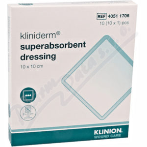 Superabsorpční Obvaz Klinion Kliniderm 10x10 cm, 10 ks