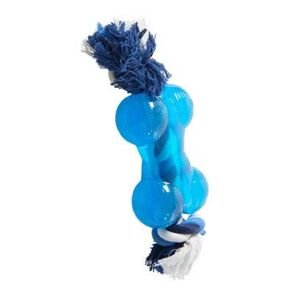Hračka pes Buster Strong Ball s provazem světle modrá M