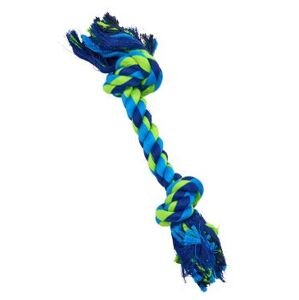 Hračka pes Buster dent rope 2 uzly modrá limetková 30cm M
