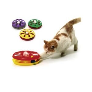 Hračka kočka talíř plast s míčkem 24cm
