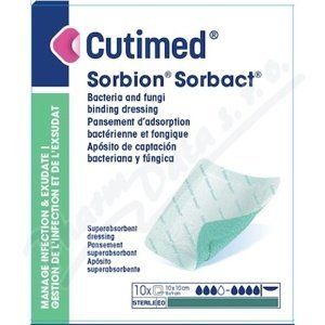 Cutimed Sorbion Sorbact Krytí sterilní, antimikrobiální 10x10 cm