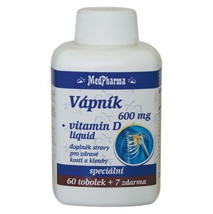 Medpharma Vápník 600 mg + Vitamín D liquid 67 tobolek