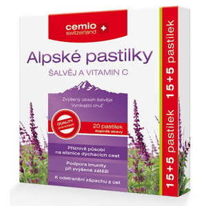Cemio Alpské pastilky Šalvěj a vitamin C 15+5 pastilek