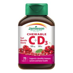 Jamieson Vitamíny C a D3 500 mg/500 IU příchuť třešeň 75 cucacích tablet