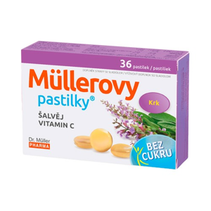 Dr. Müller Müllerovy pastilky se šalvějí a vitaminem C BEZ CUKRU 36 pastilek