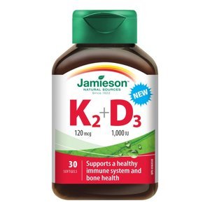 Jamieson Vitamíny K2 120 μg a D3 1 000 IU 30 kapslí