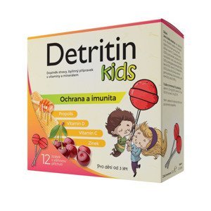 Detritin Kids Lízátka na imunitu višeň 12 ks