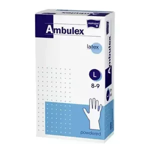 Ambulex latexové jemně pudrované rukavice vel. L 100 ks
