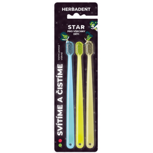 HERBADENT STAR dětský svítící zubní kartáček velmi jemná vlákna 3ks