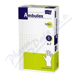 Ambulex rukavice latexové pudrované S 100ks