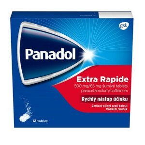Panadol Extra Rapide 500mg/65mg, šumivé tablety na bolest a snížení horečky 12 tabl
