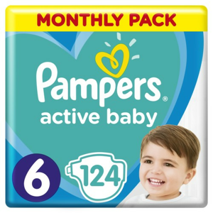 Pampers Active Baby Pleny 6 15+ kg Monthly Pack 124 ks
