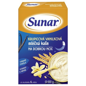 Sunar mléčná kaše krupicová vanilková na dobrou noc 225g - II. jakost