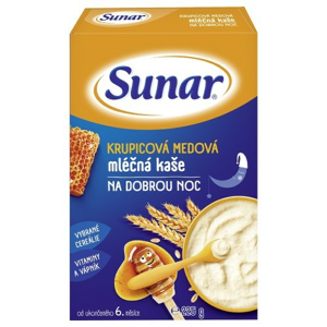 Sunar Krupicová medová mléčná kaše na dobrou noc 225g - II. jakost