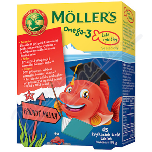 Mollers Omega 3 Želé rybičky 45ks malinová příchuť - II. jakost