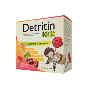 Detritin Kids lízátka na imunitu višeň 12ks - II. jakost