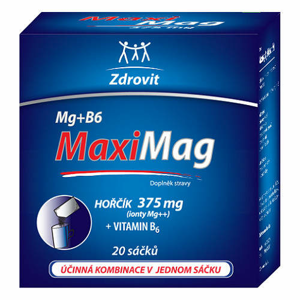 MaxiMag Hořčík 375mg+B6 rozpustný granulát 20sáčků - II. jakost