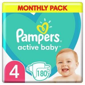 Pampers Active Baby Pleny 4 Maxi 8-14kg měsíční balení 180 ks
