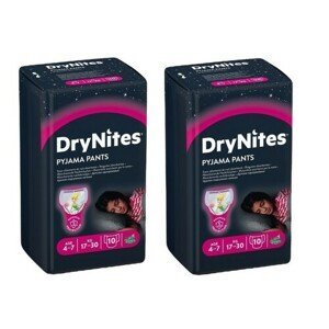 Huggies DryNites plenkové kalhotky pro dívky, vel. M, 17-30 kg, 10 ks - balení 2 ks