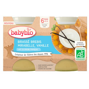 Babybio Brassé z ovčího mléka mirabelky vanilka 2 x 130 g