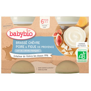 Babybio Brassé z kozího mléka hruška fík 2 x 130 g