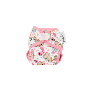 Bobánek Novorozenecké svrchní kalhotky suchý zip Růžová zvířátka 1 ks