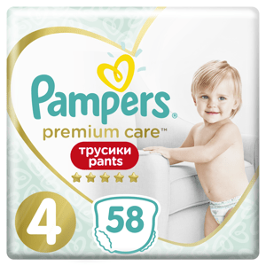 Pampers Premium Care Pants Plenkové kalhotky vel. 4, 9-15 kg, 58 ks