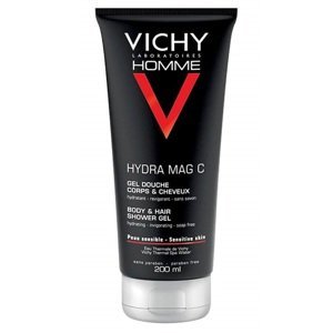 Vichy Homme Hydra Mag C Hydratační povzbuzující sprchový gel na tělo a vlasy 200 ml
