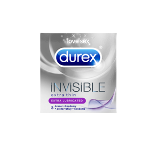 Durex Invisible Extra Lubricated Kondomy 3 ks
