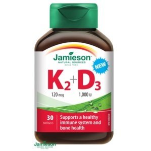 Jamieson Vitamíny K2 120 mcg a D3 1000 IU 30 kapslí