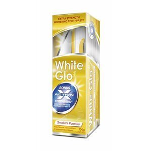 White Glo Zubní pasta Smokers pro kuřáky + Kartáček a mezizubní kartáček ZDARMA 150 g