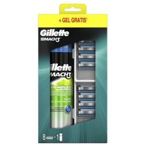 Gillette Mach3 náhradní hlavice 8ks + Mach3 Sensitive gel 200ml 8 ks