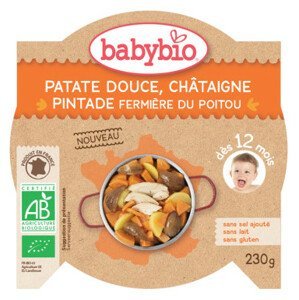 Babybio sladké brambory s kaštanovým pyré a farmářskou perličkou 230 g