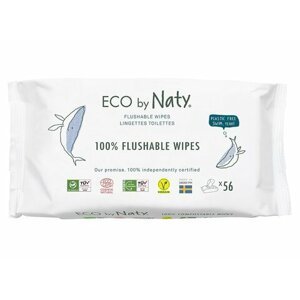 Eco by Naty ECO vlhčené ubrousky Naty bez vůně - splachovatelné 56 ks