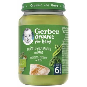 Gerber Organic Dětský příkrm brokolice s hráškem a krutím masem 190 g