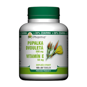 Bio Pharma Pupalka dvouletá 500 mg + Vitamín E 50 mg 130 tobolek