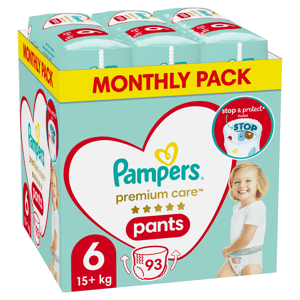 Pampers Premium Care Pants Plenkové kalhotky vel. 6, 15+ kg, 93 ks