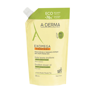 A-Derma Exomega Control Zvláčňujíci sprchový olej - Recyklovatelná ECO náhradní náplň 500 ml