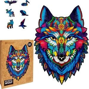 Puzzler Dřevěné barevné puzzle Majestátní vlk