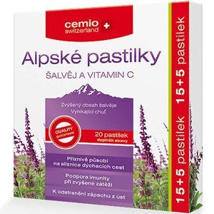 CEMIO Alpské pastilky šalvěj a vitamin C 15+5 pastilek ZADARMO
