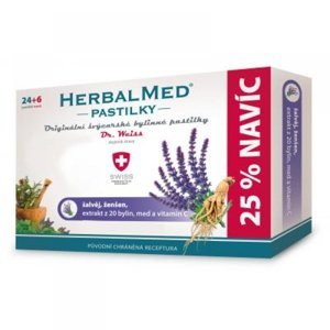 DR. WEISS HerbalMed pastilky Šalvěj + ženšen + vitamín C  24+6 pastilek