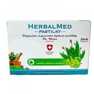 DR. WEISS HerbalMed pastilky Jitrocel + máta + lípa + vitamín C 24+6 pastilek